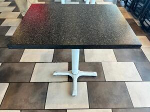 DESCRIPTION (2) 22" X 30" BLACK COMPOSITE TABLE W/ BASE. SIZE 22" X 30" THIS LOT IS: SOLD BY THE PIECE LOCATION SEATING QTY 2