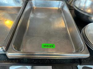DESCRIPTION (4) FULL SIZE STAINLESS INSERTS ADDITIONAL INFORMATION 2" DEEP THIS LOT IS: SOLD BY THE PIECE LOCATION SEATING QTY 4