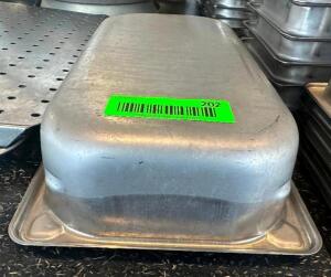 DESCRIPTION (2) 1/3 SIZE STAINLESS INSERTS ADDITIONAL INFORMATION 2" DEEP THIS LOT IS: SOLD BY THE PIECE LOCATION SEATING QTY 2
