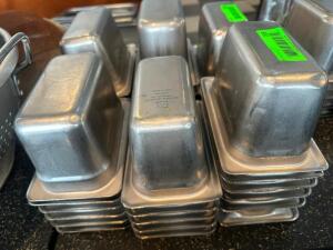 DESCRIPTION (16) 1/9TH SIZE STAINLESS INSERTS ADDITIONAL INFORMATION 4" DEEP THIS LOT IS: SOLD BY THE PIECE LOCATION SEATING QTY 16