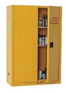 DESCRIPTION: (1) FLAMMABLE CABINET BRAND/MODEL: CONDOR/42X501 INFORMATION: YELLOW/CAPACITY: 45 GAL RETAIL$: $926.84 SIZE: 65"H X 43"W X 18"D QTY: 1