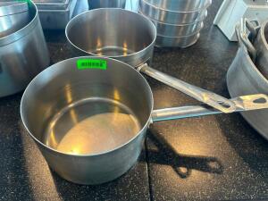 DESCRIPTION (2) ASSORTED STAINLESS HEAVY DUTY SAUCE POTS THIS LOT IS: SOLD BY THE PIECE LOCATION SEATING QTY 2