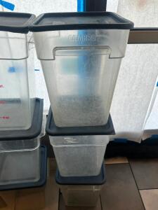 DESCRIPTION (3) 22 QT PLASTIC CONTAINERS W/ LIDS SIZE 22 QT THIS LOT IS: SOLD BY THE PIECE LOCATION SEATING QTY 3