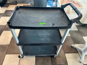 DESCRIPTION THREE TIER PLASTIC UTILITY CART LOCATION SEATING QTY 1