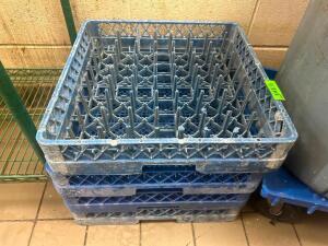 DESCRIPTION (3) BLUE PLASTIC GLASS RACKS THIS LOT IS: SOLD BY THE PIECE LOCATION KITCHEN QTY 3