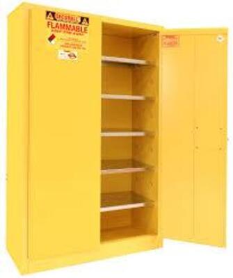 DESCRIPTION: (1) FLAMMABLES STORAGE CABINETBRAND/MODEL: SECURALL #P160INFORMATION: YELLOWSIZE: 60 GALLON, 65.00H x 43.00W x 18.00LRETAIL$: $1249.00 EAQTY: 1