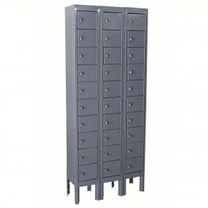 DESCRIPTION: (1) CELL PHONE LOCKER BRAND/MODEL: HALLOWELL #10Y621 INFORMATION: GRAY, STEEL, 3 UNITS WIDE, 10 TIERS SIZE: 27 IN X 9 IN X 66 IN RETAIL$: