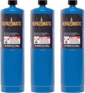 DESCRIPTION: (4) PROPANE CYLINDER BRAND/MODEL: BERNZOMATIC INFORMATION: BLUE SIZE: 14.1 OZ RETAIL$: $14.90 EA QTY: 4