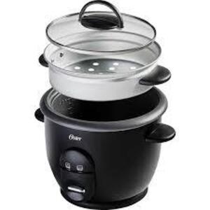 DESCRIPTION: (1) RICE AND GRAIN COOKER BRAND/MODEL: OSTER SIZE: 6 CUP RETAIL$: $25.00 EA QTY: 1