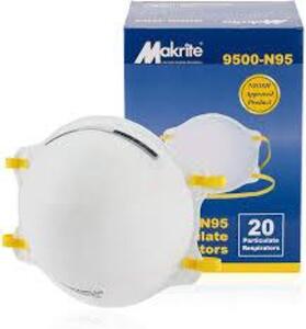 DESCRIPTION: (3) BOXES OF (20) PARTICULATE RESPIRATORS BRAND/MODEL: MAKRITE #9500-N95 INFORMATION: WHITE SIZE: UNIVERSAL RETAIL$: $52.00 EA QTY: 3