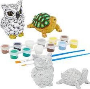 DESCRIPTION: (3) PET ROCK PAINTING KIT BRAND/MODEL: BRIGHT CREATIONS INFORMATION: OWL AND TURTLE SIZE: 18 PC SET RETAIL$: $20.00 EA QTY: 3