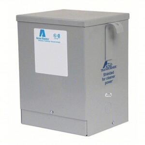 DESCRIPTION: (1) SINGLE PHASE TRANSFORMER BRAND/MODEL: ACME ELECTRIC #4WYA8 SIZE: 240V AC/480V AC, 120V AC/240V AC, Wall, Copper, Single, Gray RETAIL$