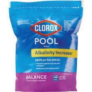 DESCRIPTION: (4) ALKALINITY INCREASER BRAND/MODEL: CLOROX POOL AND SPA #55pk16 SIZE: 5 LB RETAIL$: $16.99 EA QTY: 4