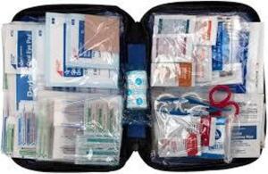 DESCRIPTION: (2) FIRST AID KITS BRAND/MODEL: FIRST AID ONLY #5GKD6 INFORMATION: RED, REFLECTIVE BAGS SIZE: 5 PEOPLE SERVED RETAIL$: $24.69 EA QTY: 2