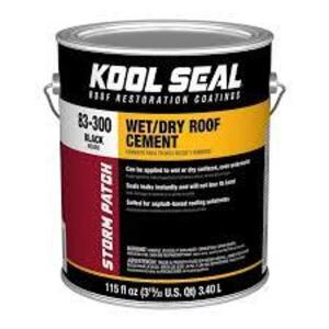 DESCRIPTION: (2) STORM PATCH PATCHING CEMENT BRAND/MODEL: KOOL SEAL INFORMATION: BLACK SIZE: 1 GALLON RETAIL$: $25.25 EA QTY: 2