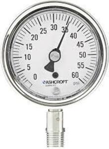 DESCRIPTION: (4) INDUSTRIAL GAUGE BRAND/MODEL: ASHCROFT DURALIFE #33HR61 SIZE: Corrosion-Resistant Case, 0 to 300 psi, 3 1/2 in Dial, Bottom RETAIL$: