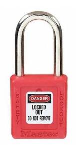 DESCRIPTION: (6) PACKS OF (6) LOCKOUT PADLOCKS BRAND/MODEL: MASTER LOCK/410MKW417REDL2 INFORMATION: RED/THERMOPLASTIC RETAIL$: $86.88 PER PK OF 6 SIZE