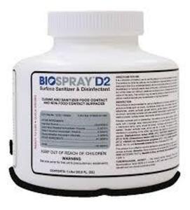 DESCRIPTION: (1) SURFACE SANITIZER BRAND/MODEL: BIOSPRAY D2 SIZE: 5 GALLON RETAIL$: $275 EA QTY: 1