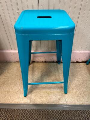 (4) - BLUE BAR STOOLS