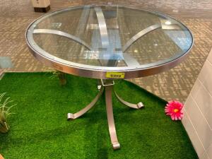 3 FT. GLASS TOP DINNING TABLE