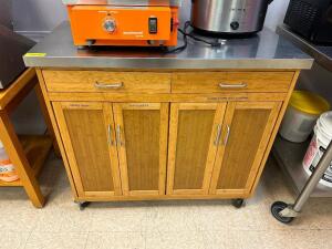 41" ROLLING KITCHEN CART WITH STAINLESS TOP