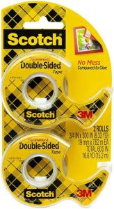 DESCRIPTION: (12) PACKS OF (2) ADHESIVE TAPE BRAND/MODEL: 3M SCOTCH/137DM-2 INFORMATION: DOUBLE SIDED/CLEAR RETAIL$: $10.99 PER PK OF 2 SIZE: 1/2" X 4