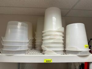 LARGE GROUP OF INGREDIENT BINS AND LIDS