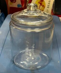 (4) - LARGE GLASS JARS WITH LIDS