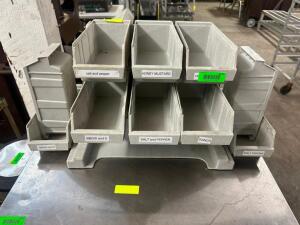 (1) LOT OF GREY PLASTIC BEVERAGE STATION ORGANIZERS.