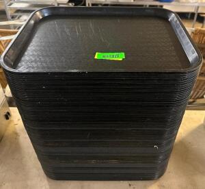 (48) SMALL BLACK PLASTIC CAFETERIA TRAYS