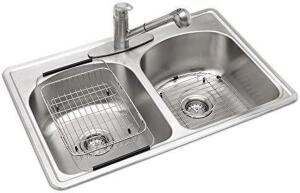 Stainless Steel 33? 3-Hole Double Bowl Kitchen Sink