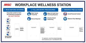 DESCRIPTION: (1) WORKPLACE WELLNESS STATION WALL HANGING SIGN BRAND/MODEL: NATIONAL MARKER SIZE: LARGE RETAIL$: $361.54 EA QTY: 1