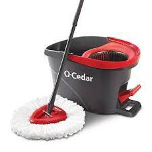 DESCRIPTION: (1) SPIN RINSE CLEAN MOP BUCKET BRAND/MODEL: O-CEDAR INFORMATION: BLACK AND RED RETAIL$: $51.95 EA QTY: 1