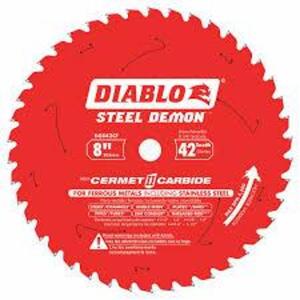 DESCRIPTION: (2) CIRCULAR SAW BLADES BRAND/MODEL: DIABLO #52XF48 INFORMATION: RED SIZE: 8" / 42 TEETH RETAIL$: $200.00 EA QTY: 2