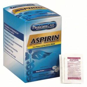 DESCRIPTION: (4) PACKS OF (50) PACKETS OF (2) ASPIRIN BRAND/MODEL: PHYSICIANSCARE #39N837 SIZE: 325 MG RETAIL$: $9.27 EA QTY: 4