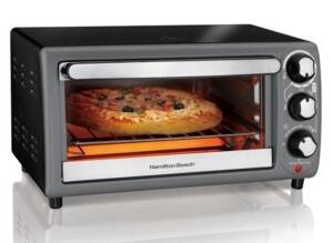 DESCRIPTION: (1) TOASTER OVEN BRAND/MODEL: HAMILTON BEACH/31148 INFORMATION: CHARCOAL/5-FUNCTIONS RETAIL$: $60.00 SIZE: 13.11"L X 16.54"W X 9.88"H QTY