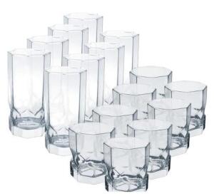 DESCRIPTION: (1) SET OF (16) TOPAZ TUMBLER GLASSES BRAND/MODEL: LUMINARC/N7408 INFORMATION: OUT OF STOCK ONLINE/CLEAR RETAIL$: $42.18 PER SET SIZE: 3.