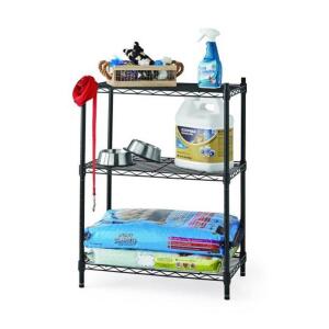 DESCRIPTION: (1) STACKABLE WIRE SHELF BRAND/MODEL: HYPER TOUGH/C25Z-1 INFORMATION: BLACK/3-TIER/SHELF CAPACITY: 250 LBS RETAIL$: $21.74 SIZE: 13.4"D X