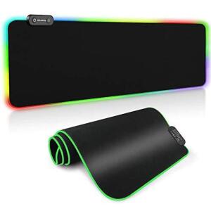 DESCRIPTION: (1) GAMING MOUSE PAD BRAND/MODEL: REAWUL/RWMP-003 INFORMATION: BLACK/MULTICOLOR LIGHTS RETAIL$: $21.27 SIZE: 31.5" X 11.8" QTY: 1