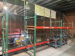 (2) SECTIONS OF 9' X 42" PALLET RACKING AND (1) 48" SECTION. COMES W/ PARTS CAGE FENCING BACK STOP