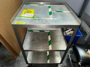 15" X 15" THREE TIER STAINLESS CART.