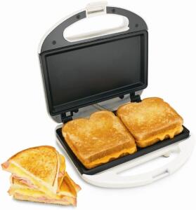 DESCRIPTION: (1) ELECTRIC GRILLE-SANDWICH MAKER BRAND/MODEL: PROCTOR-SILEX/25401P INFORMATION: WHITE/NON-STICK RETAIL$: $34.13 SIZE: 9.5" X 9.9" X 4"