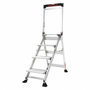 DESCRIPTION: (1) ALUMINUM FOLDING STEP BRAND/MODEL: LITTLE GIANT #455C40 INFORMATION: 375 LB CAPACITY 4 STEPS RETAIL$: $269.78 SIZE: 48 IN OVERALL QTY