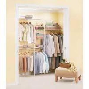 DESCRIPTION: (1) DELUXE CLOSET KIT BRAND/MODEL: RUBBERMAID # H630331768 RETAIL$: $169.19 SIZE: 6.5-8FT QTY: 1