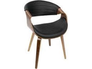 DESCRIPTION: (1) ACCENT CHAIR BRAND/MODEL: CURVO # CH-SYMP-WL+BK INFORMATION: WALNUT WOOD + BLACK PU RETAIL$: $257.00 QTY: 1