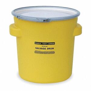 DESCRIPTION: (1) POLYETHYLENE OPEN HEAD SALVAGE DRUM BRAND/MODEL: EAGLE #4RF63 INFORMATION: YELLOW RETAIL$: $78.93 SIZE: 20 GALLON QTY: 1