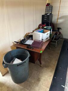 OFFICE DESK / WASTE BIN AND CONTENTS