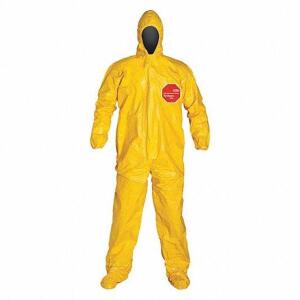 DESCRIPTION: (4) HOODED CHEMICAL RESISTANT COVERALLS BRAND/MODEL: DUPONT #29EV79 INFORMATION: YELLOW RETAIL$: $155.86 SIZE: XL QTY: 4