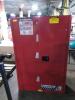 DESCRIPTION: (1) FLAMMABLES SAFETY CABINET BRAND/MODEL: JUSTRITE #4HTR7 INFORMATION: RED, MANUAL CLOSE SIZE: 45 GAL, 0 DRUM CAPACITY, 43 IN X 18 IN X - 4