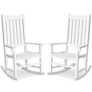 DESCRIPTION: (1) WOOD PORCH ROCKER WITH BACKREST AND ARMREST BRAND/MODEL: MAINSTAYS INFORMATION: WHITE, ACACIA WOOD RETAIL$: $159.99 EA QTY: 1